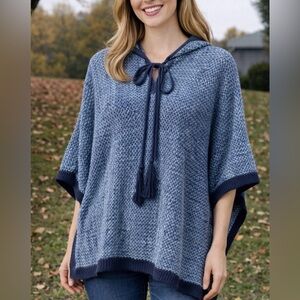 Margaritaville *NWT* BoHo Hooded Navy Blue Knit Poncho Women’s Size XL1X